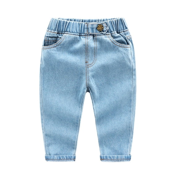 4T Boys Pants With Pockets Boy's Fashion Jeans Pockets Elastic Waist Casual Summer Leisure Style Breathable Design Trendy Fresh Kids Trousers