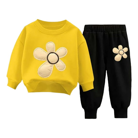 4T Girls Clothes 5T Girls Outfits Girls Athletic 2 Piece Flower graphic Pullover Sweatshirts & Joggers Set Sweatsuit Set Soft Performance Activewear