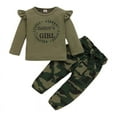 thumbnail image 1 of 4T Girls Pants Set Daddy's Girl Baby Clothes Long Sleeve Ruffle Shirt Tops with Camo Pants Toddler Girl Outfits, 1 of 7