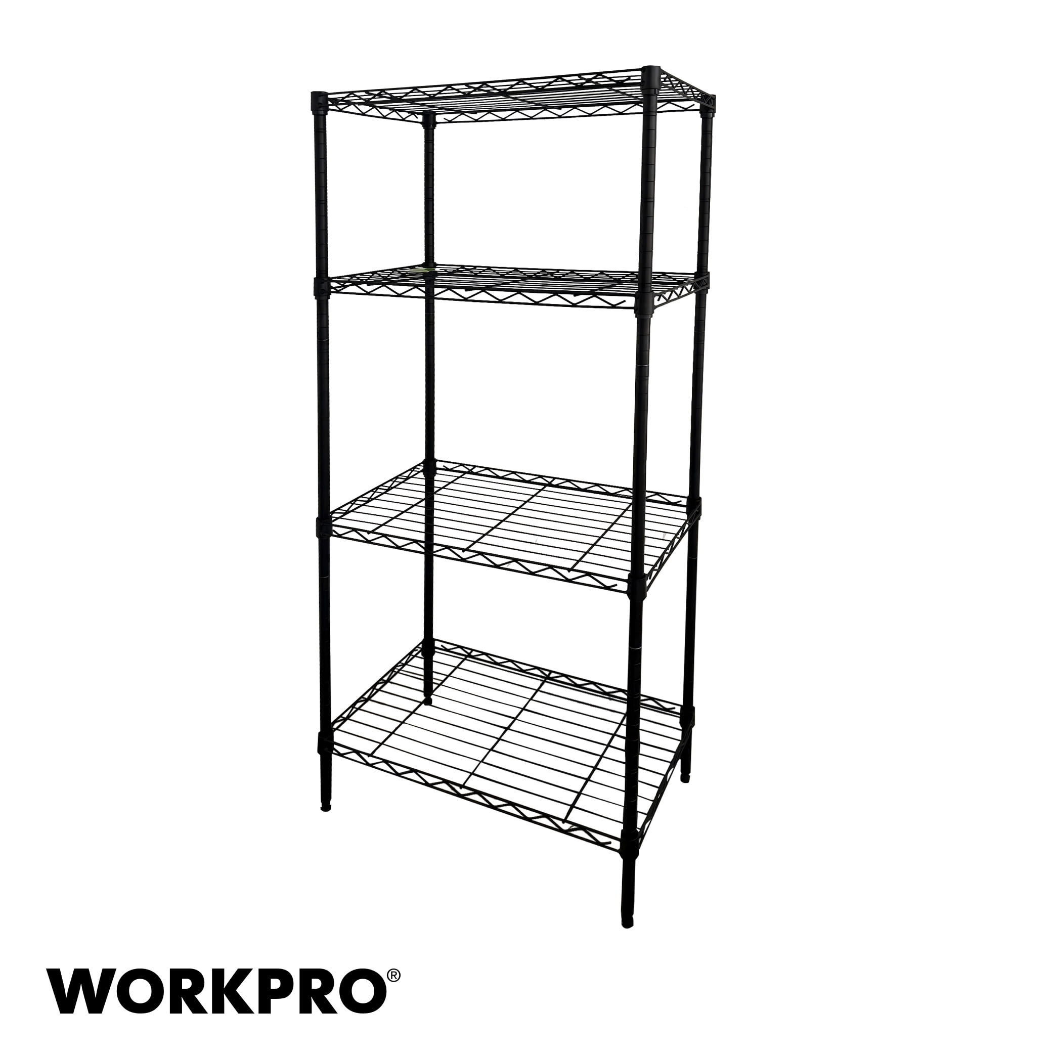 WorkPro 4-Tier Black Slim Wire Shelving