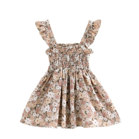 4T Toddler Baby Girl Clothes 5T Toddler Girls Summer Dress Sleeveless Dress Floral Dress Suspender Dress