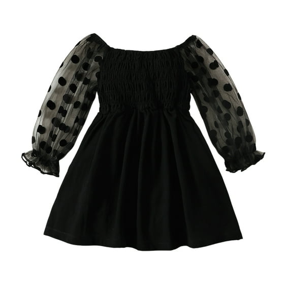 4T Toddler Baby Girls Clothes Baby Girls Dress 4-5T Baby Girls Long Sleeve Dress Solid Color Black Dress for Girls