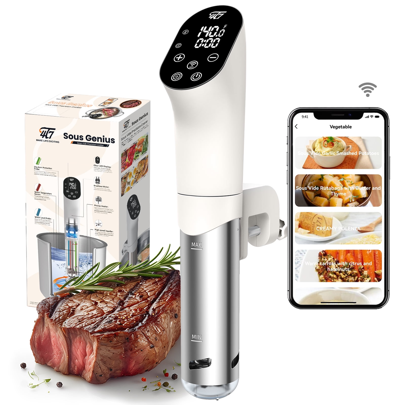 4T7 Smart Sous Vide Cooker with Wifi, App Control, Precision 4T7 Smart Sous Vide Cooker with Wifi, App Control, Precision