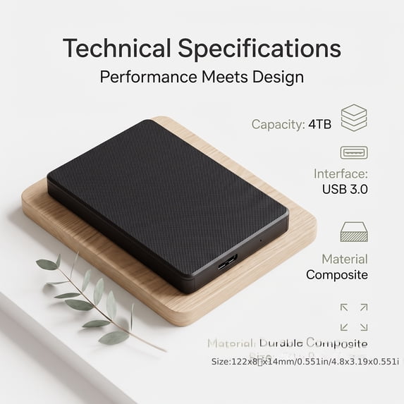 4TB Portable External 2.5-Inch Hard Drive, USB 3.0 Interface, Data Backup for PCs and Laptops