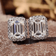 thumbnail image 1 of 4TCW Emerald Cut Lab Created Diamond Halo Stud Earrings in 14K White Gold Plated, 1 of 2