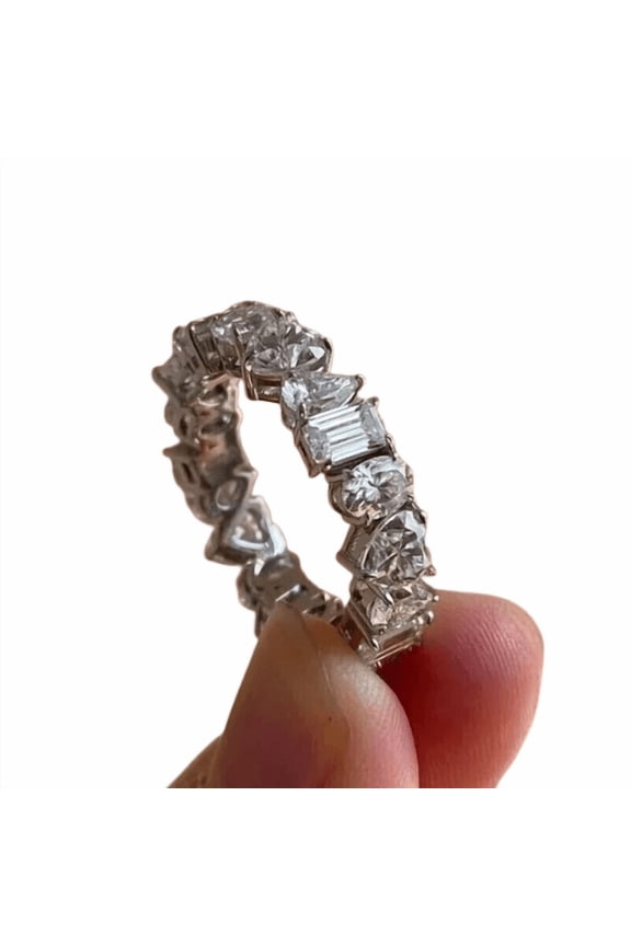 Band White Lab Created Diamond Wedding Ring 2 ct. t.w. 925 Sterling, White Gold-Plated