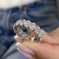 thumbnail image 1 of 4TCW Oval Cut Lab Created Diamond Eternity Wedding Band Ring 14K White Gold Plated, 1 of 2