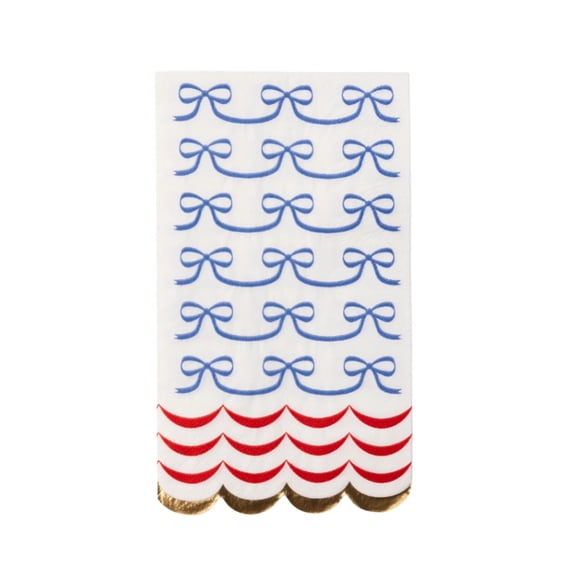 Bonjour Fte Patriotic Bow Guest Towel Napkins, Disposable Party Supplies, 20 Count, 4th of July