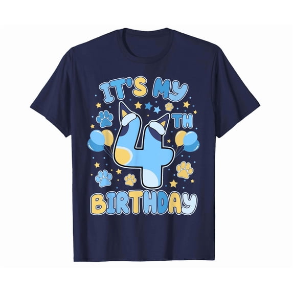 4Th Birthday Boy Blue Dog Theme Party Four Cool 4 Year Old Shirt All Size S-5Xl