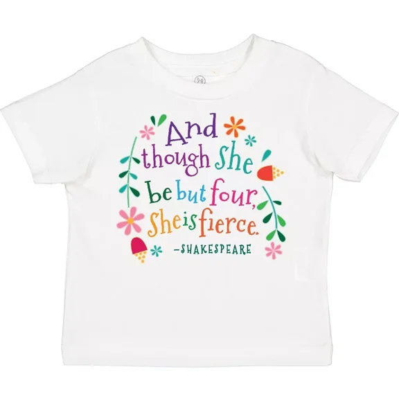 4Th Birthday She Is Fierce 4 Year Old Girl Toddler T-Shirt Cute Childs Baby Clothing, Cute Baby Shirt, TODDLER SHORT SLEEVE TEE BELLA CANVAS 3001T