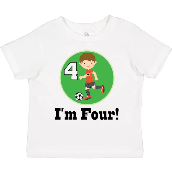 4Th Birthday Soccer Party Toddler T-Shirt Im Sports Celebration Childs Baby Clothing, Cute Baby Shirt, TODDLER SHORT SLEEVE TEE BELLA CANVAS 3001T