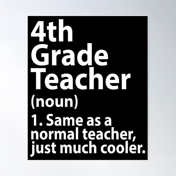 4Th Grade Teacher Definition Funny Back To School First Day Poster Wall Art Modern Wall Decor For Living Room Bedroom