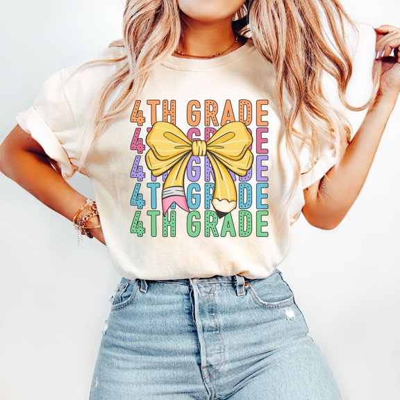 4Th Grade Teacher Shirt, Coquette Teacher Tee, To School, Cute Teacher Gift, 1St Day Of School, 4Th Grade