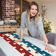 thumbnail image 1 of 4Th of July America Stars Stripes Table Runner, Red Blue White American Independence Memorial Day Kitchen Table Decor, USA Home Decoration Party Supply 13 X 35 Inch, 1 of 7
