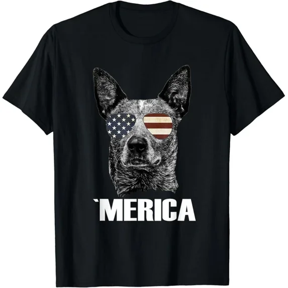 4Th July Blue Heeler Dog Merica Patriotic Usa Flag Cute Gift T-Shirt Unisex S-5XL Hot Trending Shirt, Vintage Birthday Gift