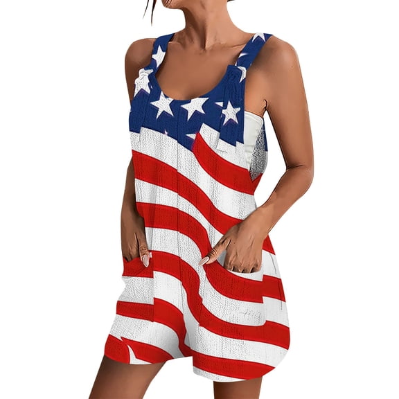 4Th July Casual Patriotic Romper, Fourth Of Romper for Women Outfits Spring Maternity Clothes Womens Overalls One Piece Jumpsuits Jumpers Black Jumpsuit Rompers Summer 2025 White Xxl