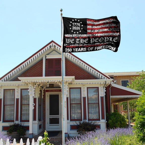 4Th Of July Decor 250Th Anniversary American Flag, Single-Sided Black Flag, 3X5Ft (90X150Cm) 1Pc, We The People Patriotic Decor For Independence Day Celebrations, Home Yard Office