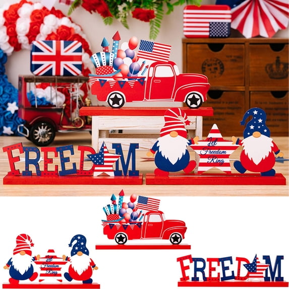 4Th of July Decorations Party, Patriotic Decor, 4Th of July Flag, Red Decorations, Wooden Decor, 7.8*5in, Star Decorations, Holiday Party Decor, Table Centerpiece, Home Gathering,