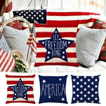 4Th of July Djunllk Decorative Pillow Covers - Independence Day Patriotic Stars Stripes Flag Print Throw Pillow Covers, Home Decor Pillow Cases for Memorial Day Veteran's Day