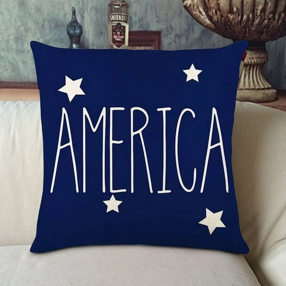 4Th of July Djunllk Decorative Pillow Covers - Independence Day Patriotic Stars Stripes Flag Print Throw Pillow Covers, Home Decor Pillow Cases for Memorial Day Veteran's Day