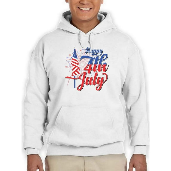 4Th July Flag Fireworks Hoodie Men -Image by Shutterstock, Male 5X-Large