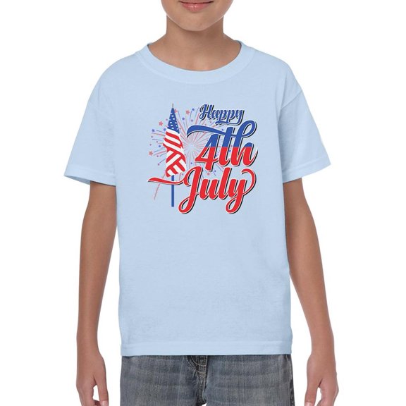 4Th July Flag Fireworks T-Shirt Juniors -Image by Shutterstock,  x-Large