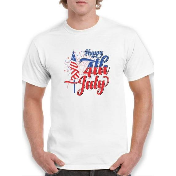 4Th July Flag Fireworks T-Shirt Men -Image by Shutterstock, Male 3X-Large