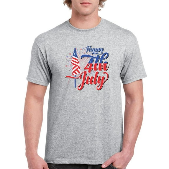 4Th July Flag Fireworks T-Shirt Men -Image by Shutterstock, Male 5X-Large