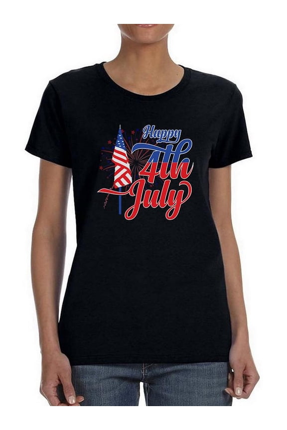 4Th July Flag Fireworks T-Shirt Women -Image by Shutterstock, Female Large