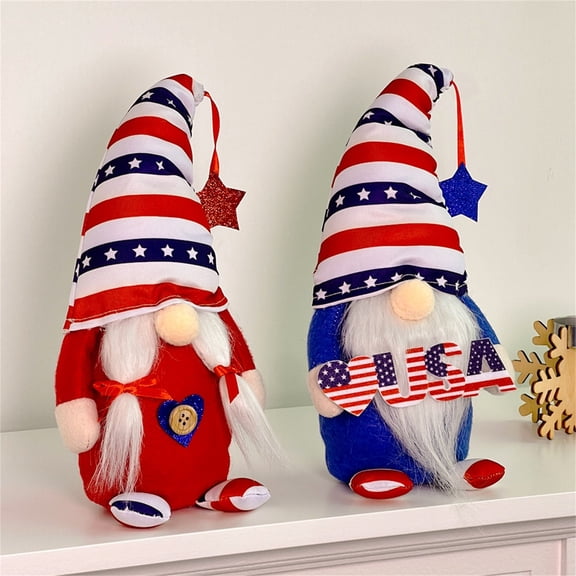 4Th of July Gnomes Djunllk Handmade Patriotic Flag Print Red White Blue Gnomes Independence Day Table Wall Christmas Tree Decorations, Veterans Memorial Day Gift