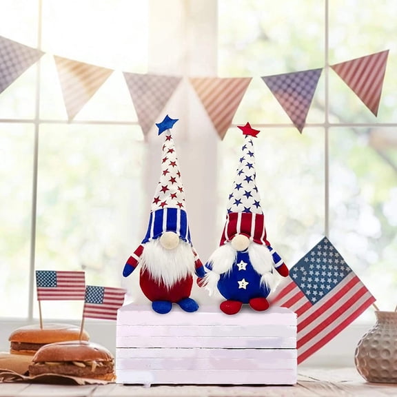 4Th of July Gnomes Djunllk Independence Day Patriotic Gnomes Toys Handmade Home Decor Stars&Stripes Flag Print for Home Office, 4Th of July Decor Memorial Day Gift