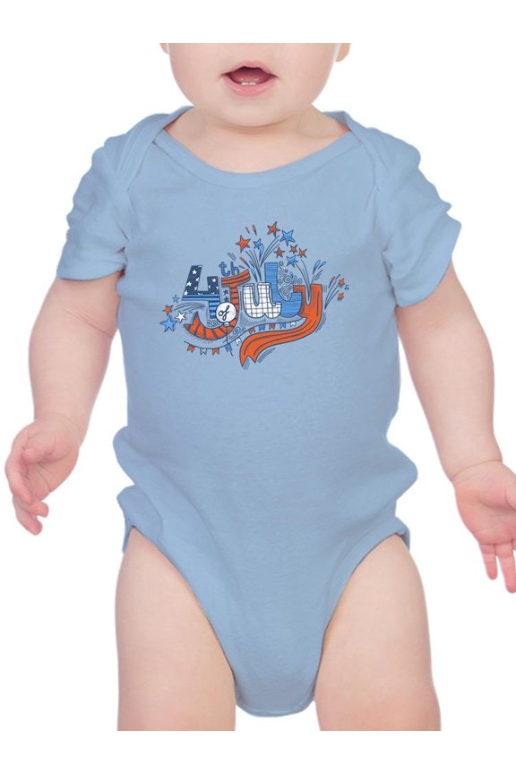 4Th July Hand Drawn Text Bodysuit Infant -Image by Shutterstock,  Newborn