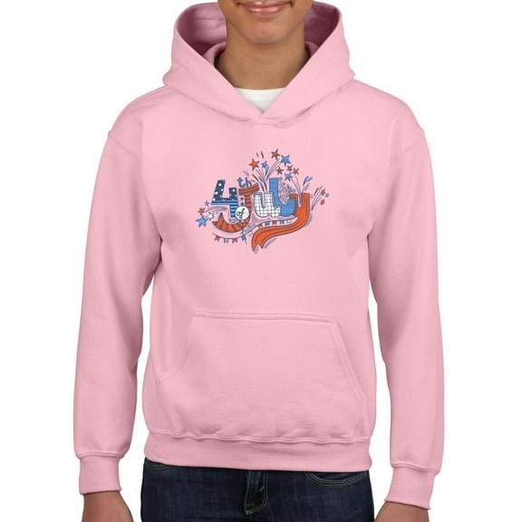 4Th July Hand Drawn Text Hoodie Juniors -Image by Shutterstock, Medium
