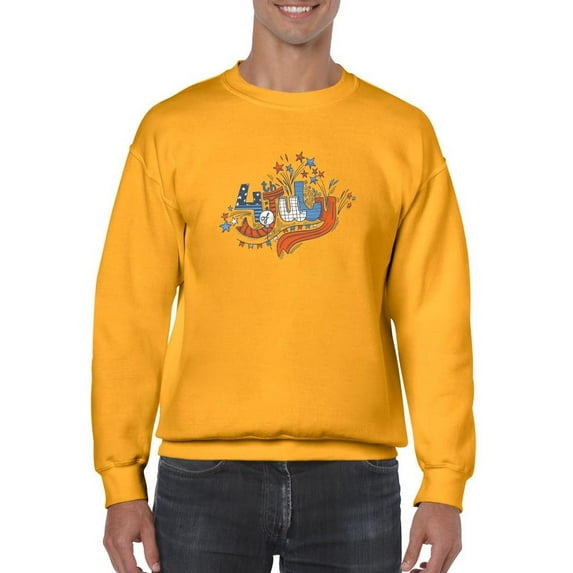 4Th July Hand Drawn Text Sweatshirt Men -Image by Shutterstock, Male x-Large