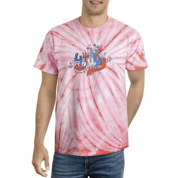 4Th July Hand Drawn Text Tie Dye Cyclone Men -Image by Shutterstock, Male Large