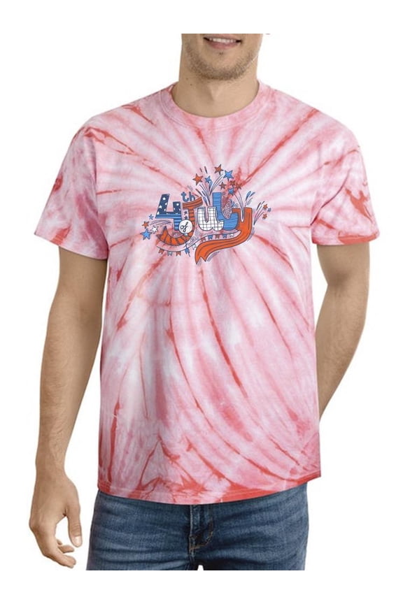 4Th July Hand Drawn Text Tie Dye Cyclone Men -Image by Shutterstock, Male Large