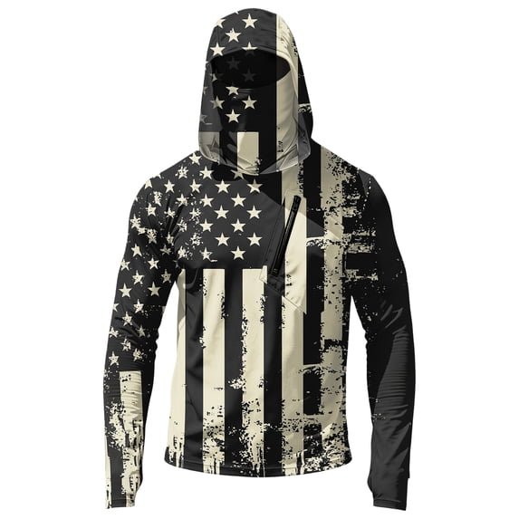 4Th of July Mens Hoodies, UV Protection Hoddie Cloth, 250Th Anniversary Long Sleeve Shirts, Patriotic Fishing Swearshirts for Men, Independence Day Party Favor Gifts Black Size: 2XL