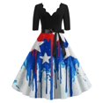 thumbnail image 1 of 4Th Of July Outfits For Women Dress, 50S Prom Casual V Neck Short Sleeve Tunic Cocktail Dresses 1930S Off The Shoulder Dresses Long Cute Spring Dresses Teacher Outfits Dresses (M, White) ZMTing, 1 of 4