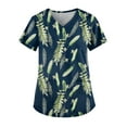 thumbnail image 1 of Scrubs For Women, Plus Size Floral Printed Scrub Working Uniform Tops V Neck Short Sleeve Tshirts Workwear Tee With Pockets Outfits Women Sexy Pants Shirts Tops (4XL, Dark Green) ZMTing, 1 of 4