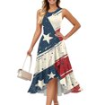 thumbnail image 1 of 4Th Of July Outfits For Women Romper, Dress Casual Cotton Sleeveless Round Neck American Flag Ruffle Flowy Long Tank Lace Wedding Dresses Night Try Before You Dresses Work (XL, Beige) ZMTing, 1 of 4