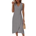 thumbnail image 1 of 4Th Of July Outfits For Women, Tank Dresses Casual Wrap V Neck Sleeveless Boho Dress Denim Easter Women 2025 Club Dresses African Elegant Dresses Chiffon Bridesmaid Dresses (S, Dark Gray) ZMTing, 1 of 5