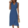 thumbnail image 1 of 4Th Of July Outfits For Women, Tank Dresses Casual Wrap V Neck Sleeveless Boho Dress Men'S Pants Silver Dress Shoes Women Green Dresses 2025 Flowy Spring Dresses Maxi Dresses (XL, Blue) ZMTing, 1 of 5