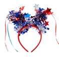 thumbnail image 1 of 4Th of July Patriotic Headband for Women Girls, Ongmies Red White Blue Star Tinsel Headband with Tassels, Sparkly Independence Day Hair Accessories for Party Parade Festival Decorations, 1 of 9