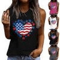 4Th Of July Patriotic Shirt for Womens Relaxed Fit Tank Tops Summer Scooped Neck Tees Sleeveless Shirts Usa Flag Star Printed Camisole Trends Lightweight Vest Beach Holiday Tunic Tee
