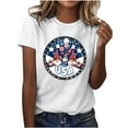 thumbnail image 1 of 4Th of July Patriotic T-Shirt for Womens Round Neck Tee Short Sleeve Tops Flag Printed T Shirts Pullover Sweater Blouses Slim Fitted Tunics Tops USA Flag Star Independence Day Blouses, 1 of 5