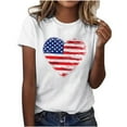 thumbnail image 1 of 4Th of July Patriotic T-Shirt for Womens Round Neck Tee Short Sleeve Tops Flag Printed T Shirts Pullover Sweater Blouses Slim Fitted Tunics Tops USA Flag Star Independence Day Blouses, 1 of 5