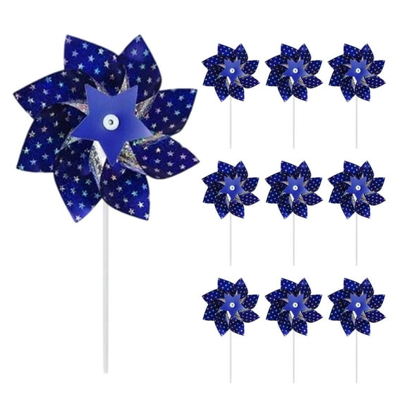 4Th Of July Pinwheels,10 Pcs Reflective Pinwheels,Wind Sculptures Patriotic Decorations,American Flag Wind Spinners for Independence Day Outdoor Decor,4Th Of July,Party Supplies