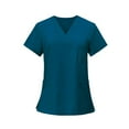 thumbnail image 1 of 4Th Of July Scrub Tops Women, Casual Top Breathable Work Uniform Comfortable Short Sleeve Tunic Lightweight Nursing Shirt V-Neck Multi Pocket Side Slit Turquoise L, 1 of 5
