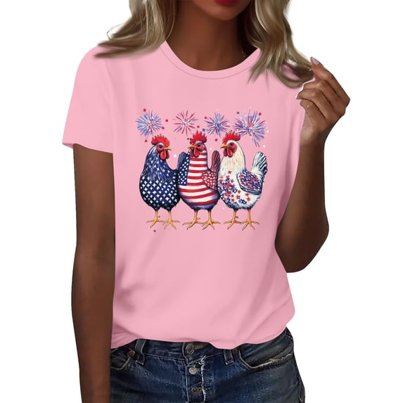 4Th Of July Shirt, Short Sleeve Tops Lightweight Soft Casual Summer Outfits Clothes Womens Tank Tops For Women Tops Shirts Red White And Royal Blue Fourth Shirts Tank Tops (M, Pink) ZMTing
