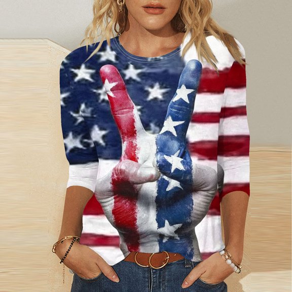 4Th of July Shirts Funny,Cadancy Plus Size Tee Tops for Women Summer 2X,Work Clothes office Casual Blouses Cotton Crew Neck,Blue Stripe Shirt ,Patriotic Memorial Day,De Mujer Para Red 3X